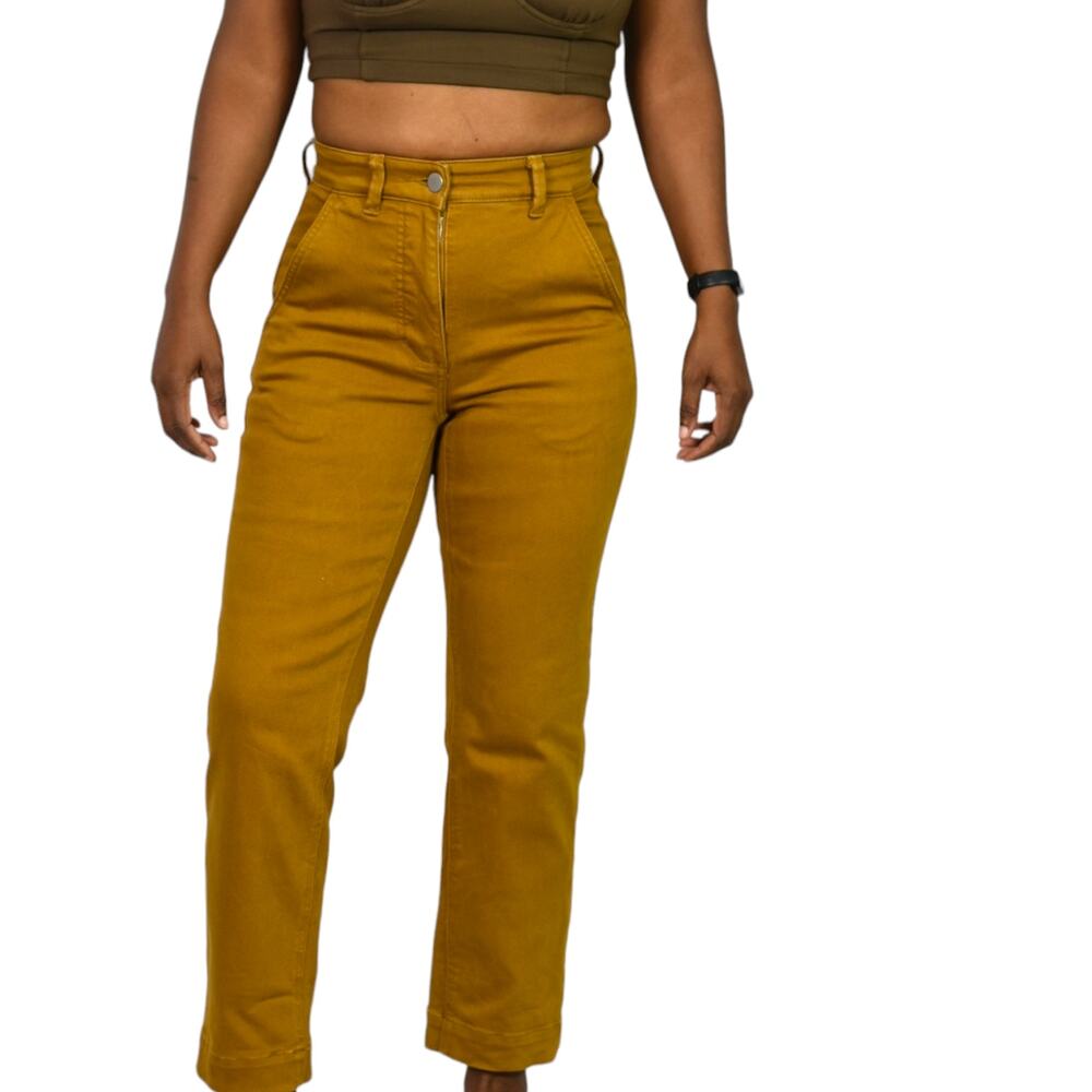 Everlane Cropped Straight Golden Brown Chino Khaki High Waist Cotton Stretch 00